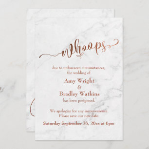 Invitation Le cuivre de marbre reporte le Mariage "Oups !" Me