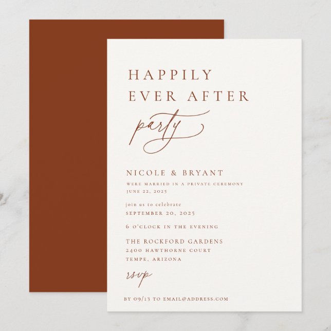 Invitation Le désert Sienne Heureux Après La Fête (Devant / Derrière)