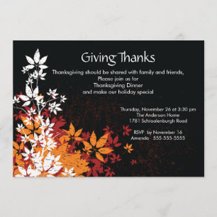 Invitation Le Dîner d'Action de Grâce De Chute