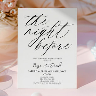 Invitation Le Dîner de Répétition de Mariage Minimal la Veill
