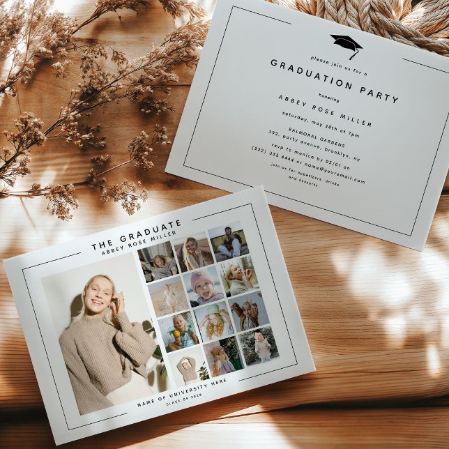 Invitation LE DIPLÔMÉ', 13 Photo Collage Graduation Party (Créateur téléchargé)
