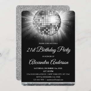 Invitation Le Disco Ball du 21e anniversaire d'Argent - Parti