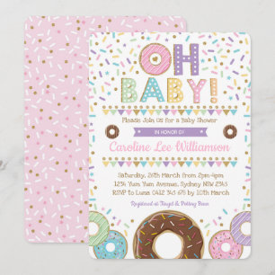 Invitation Le Donut rose saupoudrera l'invitation du Baby sho