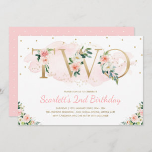 Invitation Le doux rougissent rose et anniversaire floral