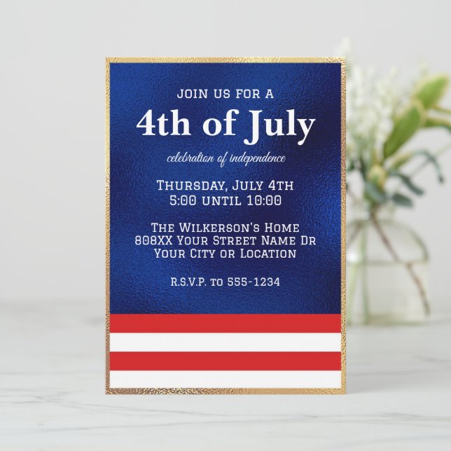 Invitation Le drapeau américain du 4 juillet sur le drapeau b (Debout devant)