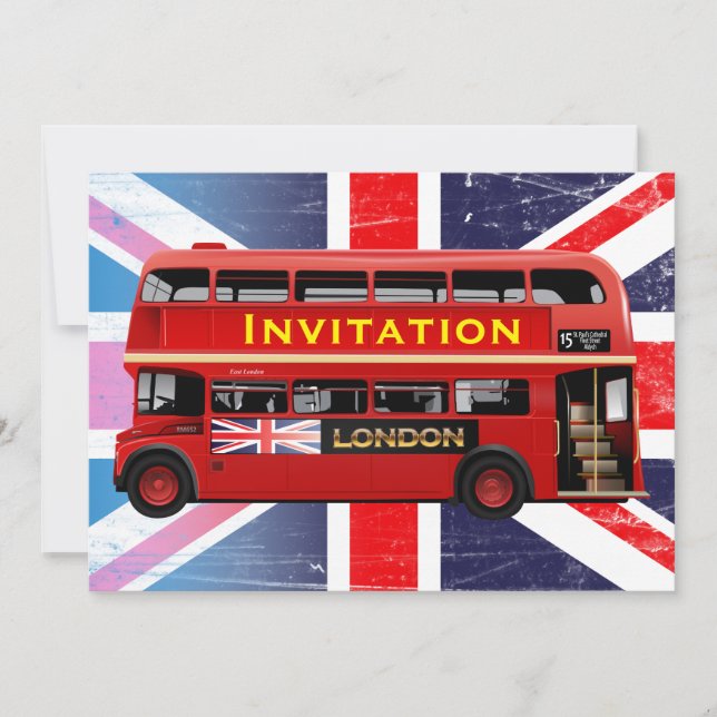 Invitation Le fameux bus rouge de Londres (Devant)
