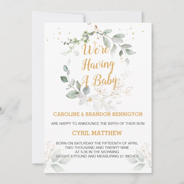Invitation Le feuillage verdoyant Nous avons un bébé Faire-pa (Devant)