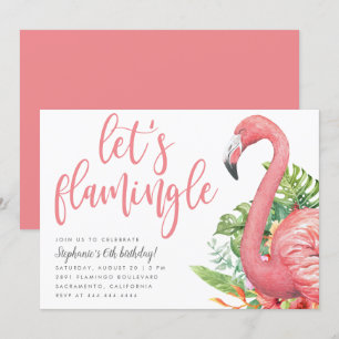 Invitation Le Flamant rose Feuille tropical Flamingle