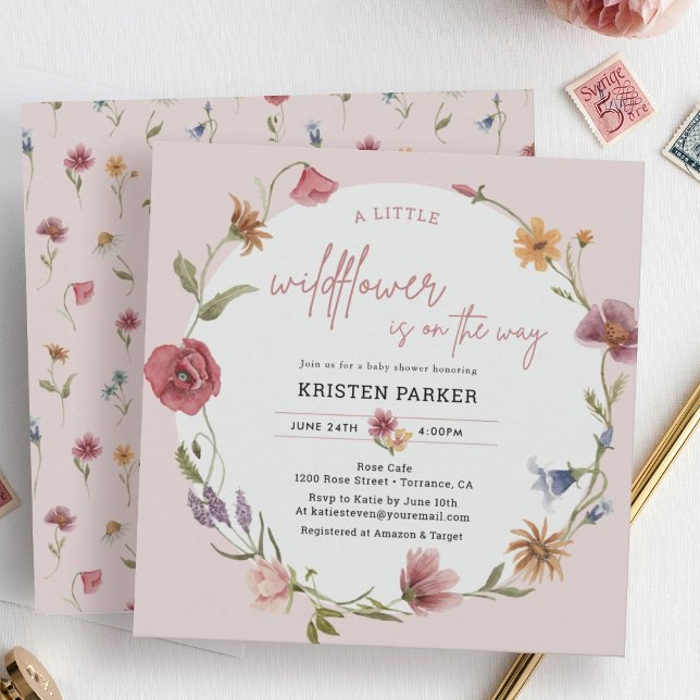 Invitation Le fleur sauvage Est Sur Le Chemin Du Baby shower  (Créateur téléchargé)