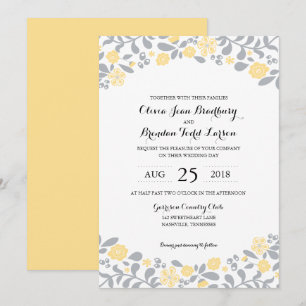 Invitation Le fleur sauvage gris et jaune fleurit   épousant