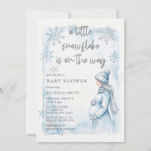 Invitation Le flocon bleu est en route Baby Shower Hiver