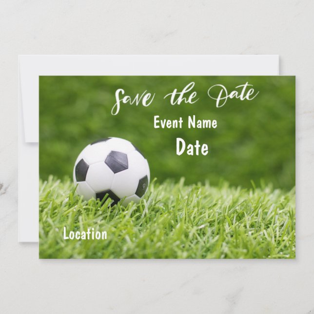 Invitation Le football est sur l'herbe verte  save the date p (Devant)