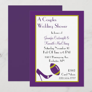 Invitation Le football pourpre couple l'invitation de wedding