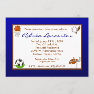 Invitation le garçon 5x7 bleu folâtre l'invitation de baby