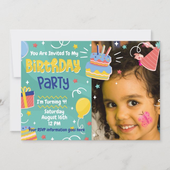Invitation Le gâteau d'anniversaire présente la fête du ballo (Devant)
