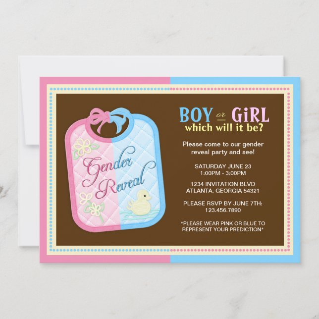 Invitation Le genre chic de bavoir de bébé indiquent la (Devant)