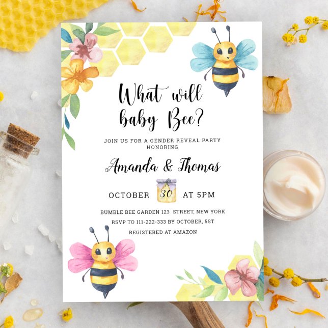 Invitation Le genre d'abeilles révèle l'invitation (Créateur téléchargé)