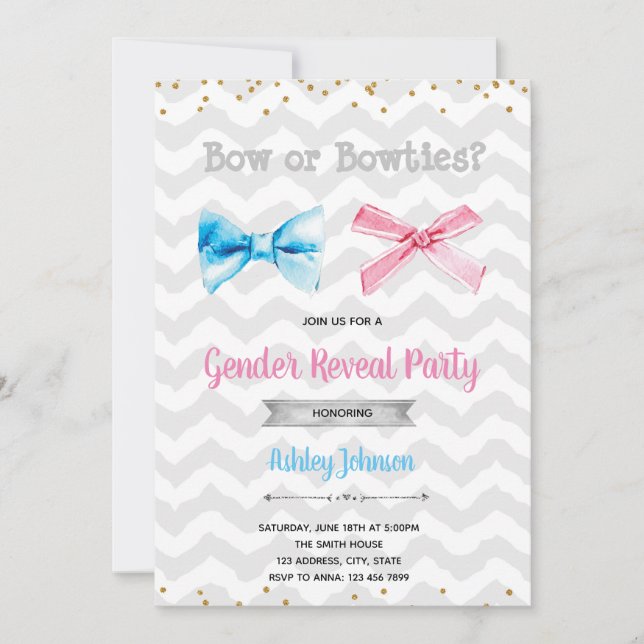 Invitation Le genre d'arc ou de bowties indiquent (Devant)