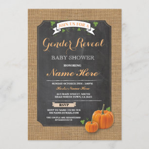 Invitation Le genre de baby shower de citrouille indiquent