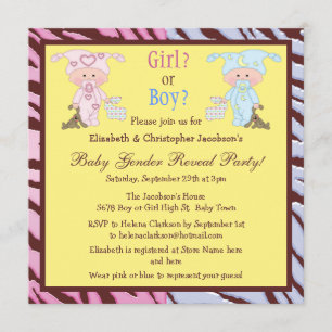 Invitation Le genre de bébé indiquent les bébés et les lapins