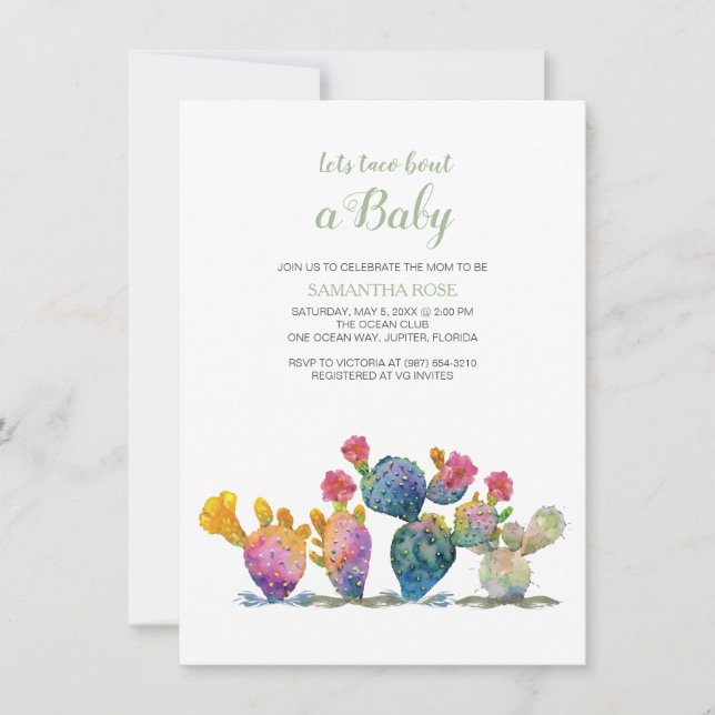 Invitation Le genre de cactus indiquent la fiesta de baby (Devant)