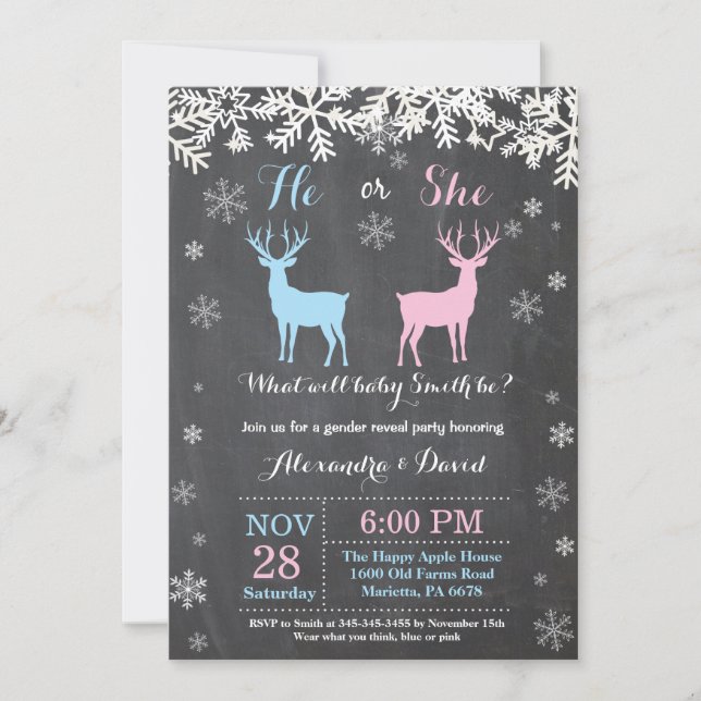 Invitation Le genre de cerfs communs d'hiver indiquent (Devant)