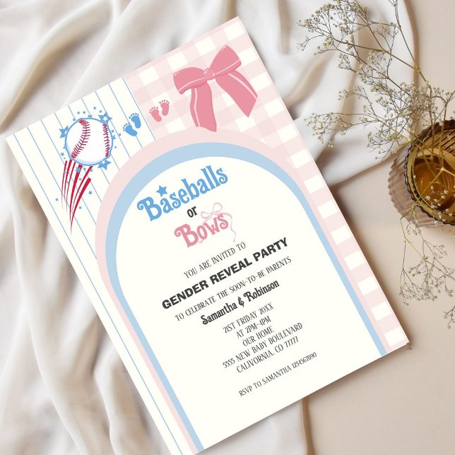 Invitation Le genre du bébé révèle des Bébés ou des Bows (Créateur téléchargé)