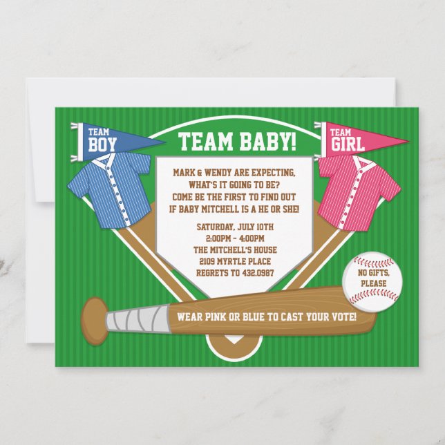 Invitation Le genre indiquent des sports de base-ball (Devant)