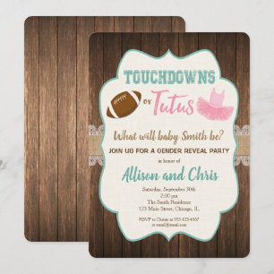 Invitation Le genre indiquent le touchdown ou les tutus
