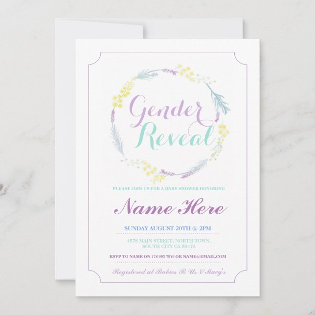 Invitation Le genre indiquent l'invitation floral rose de (Devant)