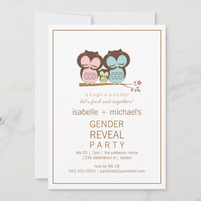 Invitation Le genre mignon de couples de hibou indiquent (Devant)