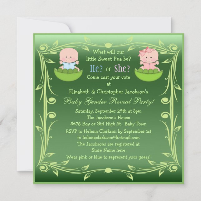 Invitation Le genre mignon indiquent des bébés dans des (Devant)