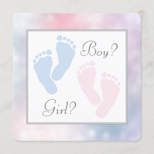 Invitation Le genre rose d'empreinte de pas de pieds de bébé