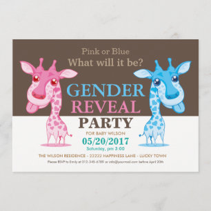 Invitation Le genre rose ou bleu de girafe indiquent la