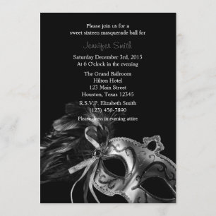 Invitation Le gris et le noir déguisent l'invitation de boule