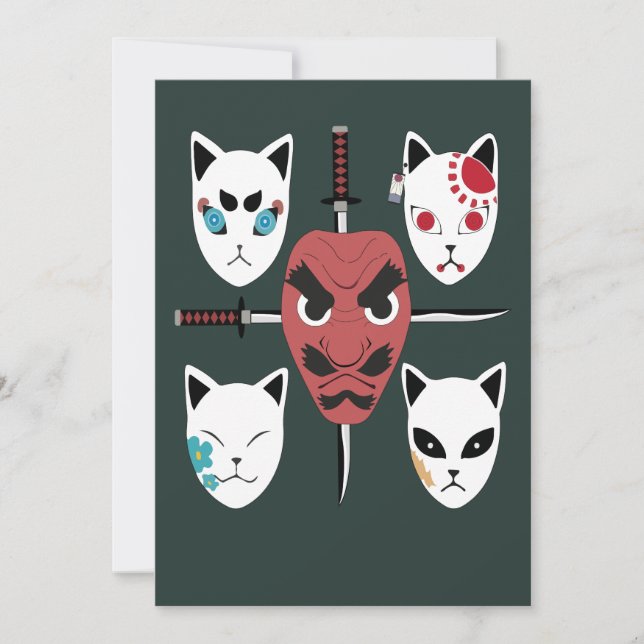 Invitation Le guerrier Katana Samurai Masques (Devant)