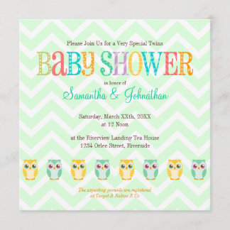 Invitation Le hibou de bébé jumelle - le genre