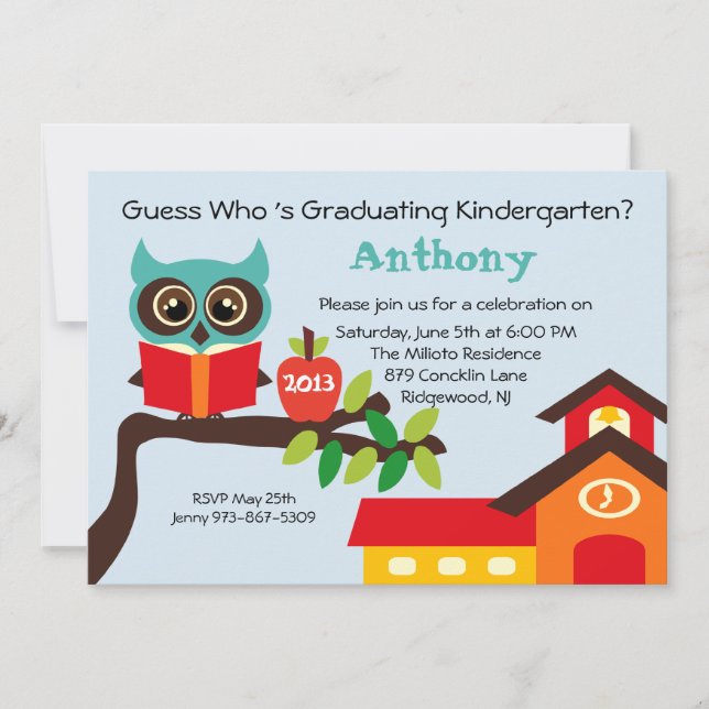 Invitation Le hibou sage de Chambre d'école badine (Devant)