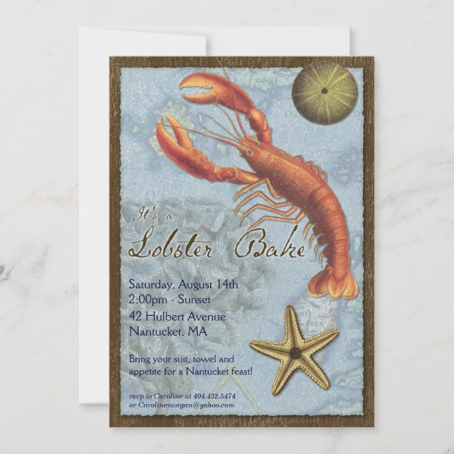 Invitation Le homard font cuire au four - partie de plage - (Devant)