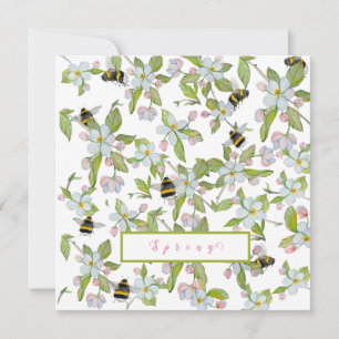 Invitation Le jardin de printemps fleurit et bourdons