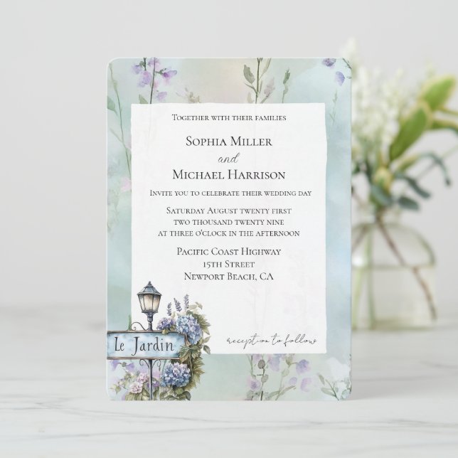 Invitation Le Jardin (jardin) Joli Mariage Floral (Debout devant)