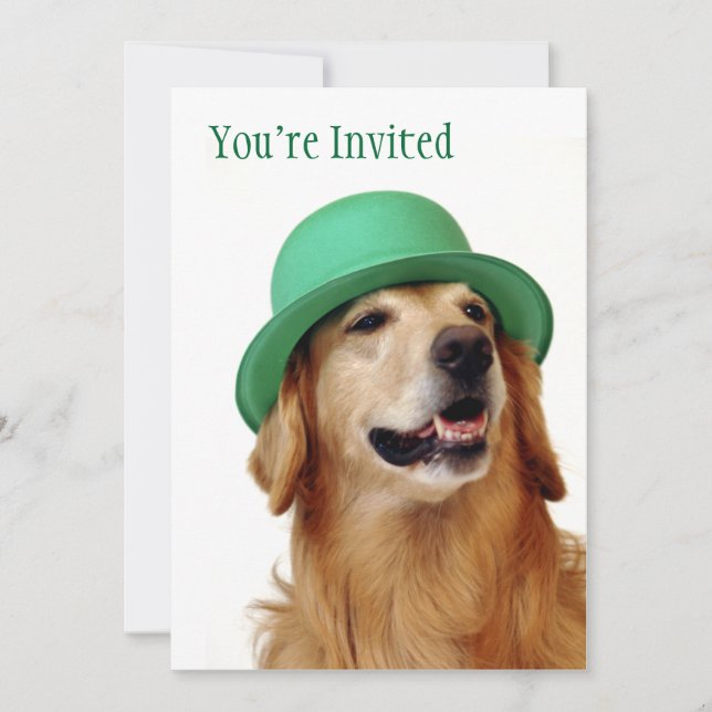 Invitation Le jour de St Patrick de golden retriever (Devant)