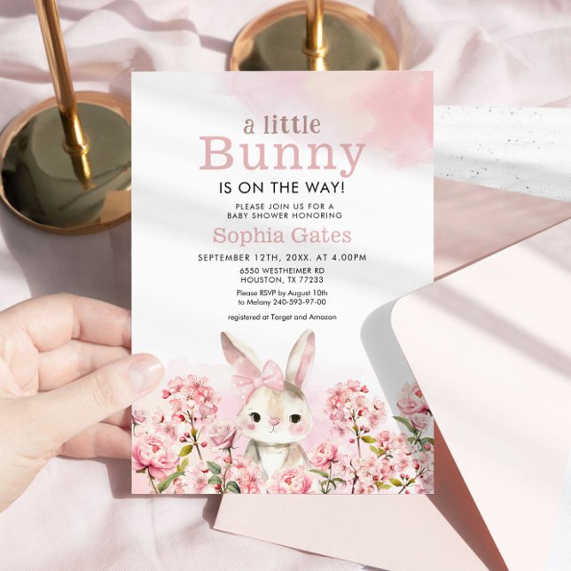 Invitation Le lapin aquarelle est sur le Baby shower Way (Créateur téléchargé)