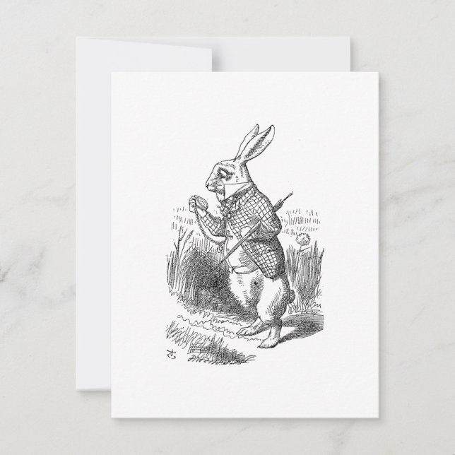 Invitation Le Lapin Blanc Vérifie Sa Veille (Devant)