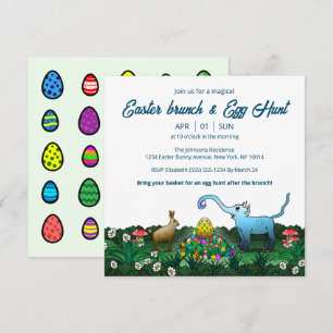 Invitation Le lapin de Pâques collecte les oeufs de Pâques