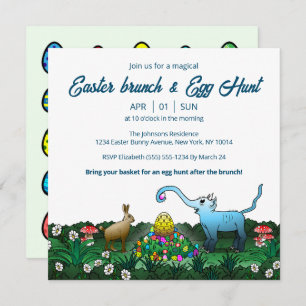 Invitation Le lapin de Pâques collecte les oeufs de Pâques