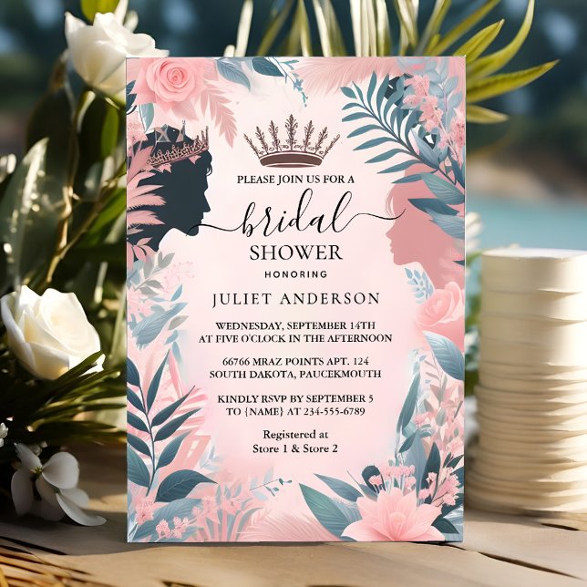 Invitation Le long Tulle Regal Glam Fête des mariées rose pâl (Créateur téléchargé)