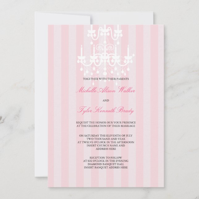Invitation Le lustre rose et blanc barre l'invitation (Devant)