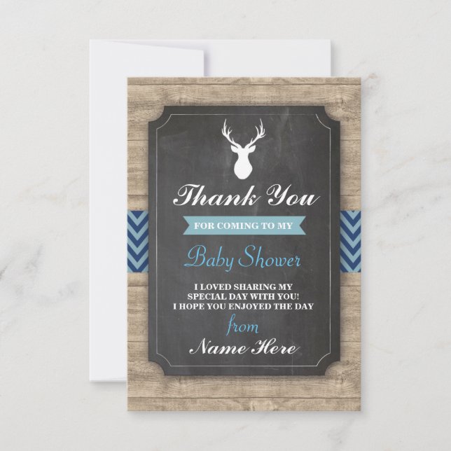 Invitation Le mâle de baby shower de Merci carde le garçon (Devant)