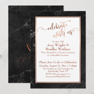 Invitation Le marbre noir de cuivre fête avec nous Mariage am